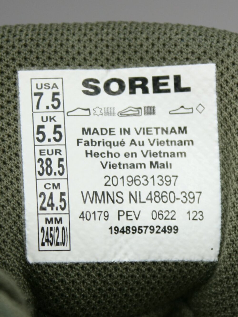 SOREL Ladies 7.5 Out 'N About III Low Stone Sage Green Waterproof Shoes Sneakers - Picture 8 of 12